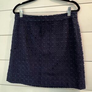 J Crew Navy Eyelet Fabric Skirt Size 4